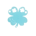 Light blue translucent acrylic four-leaf clover charm featuring MY LUCKY CHARMS text - Four-Leaf Clover / Blue