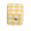 Square acrylic bead with yellow and white gingham check pattern for DIY jewelry crafts - Grid Cube (Yellow)