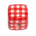 Acrylic cube bead with red and white gingham checkered pattern for DIY keychains - New Dotted Grid (Red)