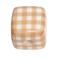 Square acrylic bead with brown and white checkerboard pattern for DIY crafts - New Dotted Grid (Light Coffee)
