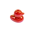 Perla a forma di papera rossa floccata con lucentezza metallica e foro per portachiavi - Anatra / Perlato Rosso