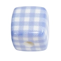 Blue and white gingham acrylic square bead with rounded corners for DIY jewelry making - New Dotted Grid (Denim Blue)