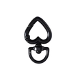 Black enamel heart-shaped swivel lobster clasp with rotating D-ring for DIY keychains - Small / Small Black