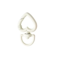 Cream heart-shaped spring ring clasp with rotating D-ring for DIY keychain making - Small / Small - Off-white