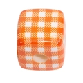 Square acrylic bead with orange and white checkered pattern for DIY keychain accessories - New Dotted Grid (Orange)