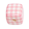 Pink and white checkered acrylic cube bead for DIY jewelry and keychains - New Dotted Grid (Pink)