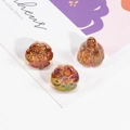Amber iridescent lotus pod and bud charms for DIY jewelry and phone chains - Transparent Dark Coffee
