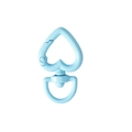 Sky blue heart-shaped swivel lobster clasp with spring gate and rotatable D-ring connector - Small / Small Light Blue