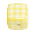 Yellow and white checkered acrylic square bead for DIY jewelry and keychains - New Dotted Grid (Yellow)