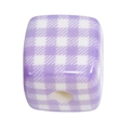 Purple and white gingham pattern acrylic cube bead with smooth finish and central hole - New Dotted Grid (Purple)