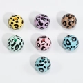Set of 7 colorful leopard print acrylic round beads with holes for DIY jewelry making - Solid Leopard Print / 16mm / Multicolor