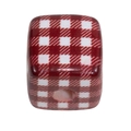 Cube acrylic bead with red and white gingham pattern for DIY jewelry making - New Dotted Grid (Ankara Red)