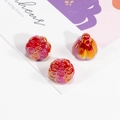 Three gradient lotus seed pod beads with metallic finish for DIY jewelry crafts - Solid Red Iridescent