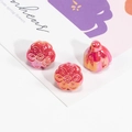 Three gradient rose pink iridescent lotus root charms for DIY jewelry and phone chains - Solid Rose Red Iridescent