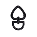 Black heart-shaped spring clasp with rotating D-ring for DIY keychain and bag accessories - Large / Large Black