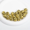 Vibrant yellow acrylic leopard print beads with center holes for DIY jewelry making - Solid Leopard Print / 16mm / Yellow