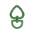 Green heart-shaped spring ring keychain connector with swivel D-ring for DIY bags - Large / Large-Dark Green