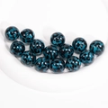 Acrylic round beads with dark blue leopard print and glossy finish for DIY jewelry - Transparent Leopard Print / 16mm / Sapphire Blue