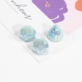 Three light blue iridescent lotus root beads for DIY accessories and jewelry making - Solid Light Blue Iridescent