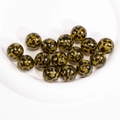 Acrylic leopard print round beads with amber finish for DIY jewelry making - Transparent Leopard Print / 16mm / Yellow