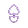 Lavender heart-shaped swivel lobster clasp with metal coating for DIY keychains - Large / Large-Light Purple