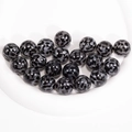 Polished acrylic leopard print round beads in grey and black for DIY jewelry making - Transparent Leopard Print / 16mm / Dark Gray