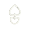 White heart-shaped spring ring with a rotating D-ring base for DIY keychain craft - Large / Large-Off White