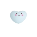 Blauwe hartvormige acryl kraal met een smiley en voorgeboord gat voor DIY-handwerk - Hart Oog Glimlach / Blauw