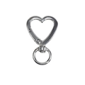 Chiusura a moschettone a cuore in argento lucido con anello girevole per portachiavi - Bianco K/Argento