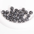Acrylic round beads with black and white leopard print for DIY jewelry and phone chains - Transparent Leopard Print / 12mm / White