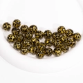 Golden acrylic round beads with leopard print and center hole for DIY jewelry making - Transparent Leopard Print / 12mm / Yellow