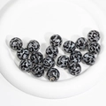 DIY acrylic round beads with black and grey leopard print pattern for jewelry making - Transparent Leopard Print / 16mm / White