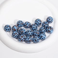 Light blue acrylic round beads with leopard print pattern for DIY jewelry making - Solid Leopard Print / 16mm / Dark Blue