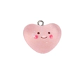 Perla cuore rosa in acrilico con glitter e anello in metallo per gioielli fai da te - Ciondolo Cuore Glitterato / Rosa