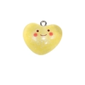 Ciondolo a cuore in acrilico giallo con glitter e smiley per gioielli DIY - Ciondolo Cuore Glitterato / Giallo
