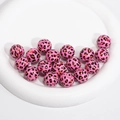 Pink leopard print acrylic round beads with center hole for DIY jewelry making - Solid Leopard Print / 16mm / Rose Red