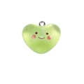 Ciondolo a cuore verde traslucido in acrilico con smiley per creazione gioielli fai-da-te - Ciondolo Cuore Glitterato / Verde