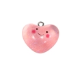 Ciondolo a cuore rosa glitterato con faccina e anello per creazione gioielli DIY - Ciondolo Cuore Glitterato / Rosa Chiaro