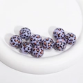 Purple leopard print acrylic round beads for DIY jewelry and accessory making - Solid Leopard Print / 16mm / Purple + Orange
