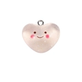 Perla a cuore in resina rosa con glitter e smiley per accessori fai-da-te e gioielli - Ciondolo Cuore Glitterato / Pompelmo