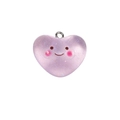 Ciondolo a cuore in acrilico viola traslucido con glitter e faccina per gioielli - Ciondolo Cuore Glitterato / Viola