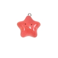 Ciondolo a stella rosa corallo glitterato con faccina sorridente e gancio per gioielli fai da te - Ciondolo Stella Glitterato / Rosso