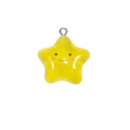 Ciondolo a stella gialla in acrilico con faccina e glitter per gioielli fai-da-te - Ciondolo Stella Glitterato / Giallo