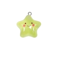 Perla a stella gialla con faccina sorridente e gancio metallico per fai-da-te - Ciondolo Stella Glitterato / verde scuro