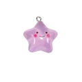 Ciondolo a stella viola glitterato in acrilico con faccina sorridente e anello per gioielli DIY - Ciondolo Stella Glitterato / Viola
