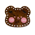 Placa de cabeza de oso en acrílico de carey con agujeros pretaladrados para bolsos DIY - Oso-Café