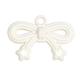Creamy pearl luster acrylic bow pendant with small stars for DIY jewelry making - White