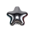 Polished silver metal star charm with mirror finish and hole for DIY jewelry making - Straight Hole Flat Pentagram / Metallic Gun Black