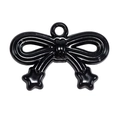 Polished black acrylic bow pendant with star details for DIY jewelry and phone charms - Black