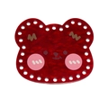 Red bear acrylic DIY keychain accessory with marble texture and pre-drilled sewing holes - Bear-Red